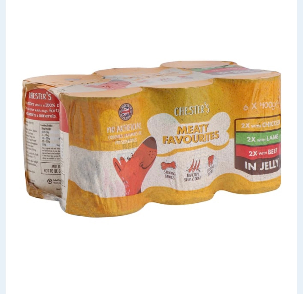 🐾 Chester’s Meaty Favourites Wet Dog Food in Jelly – 6 x 400g