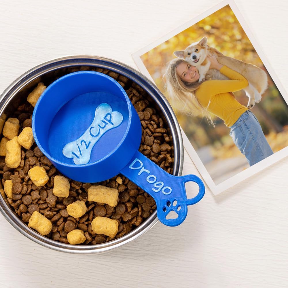 🐾 Personalised Multicolour Dog Food Scoop – Custom Name Measuring Cup