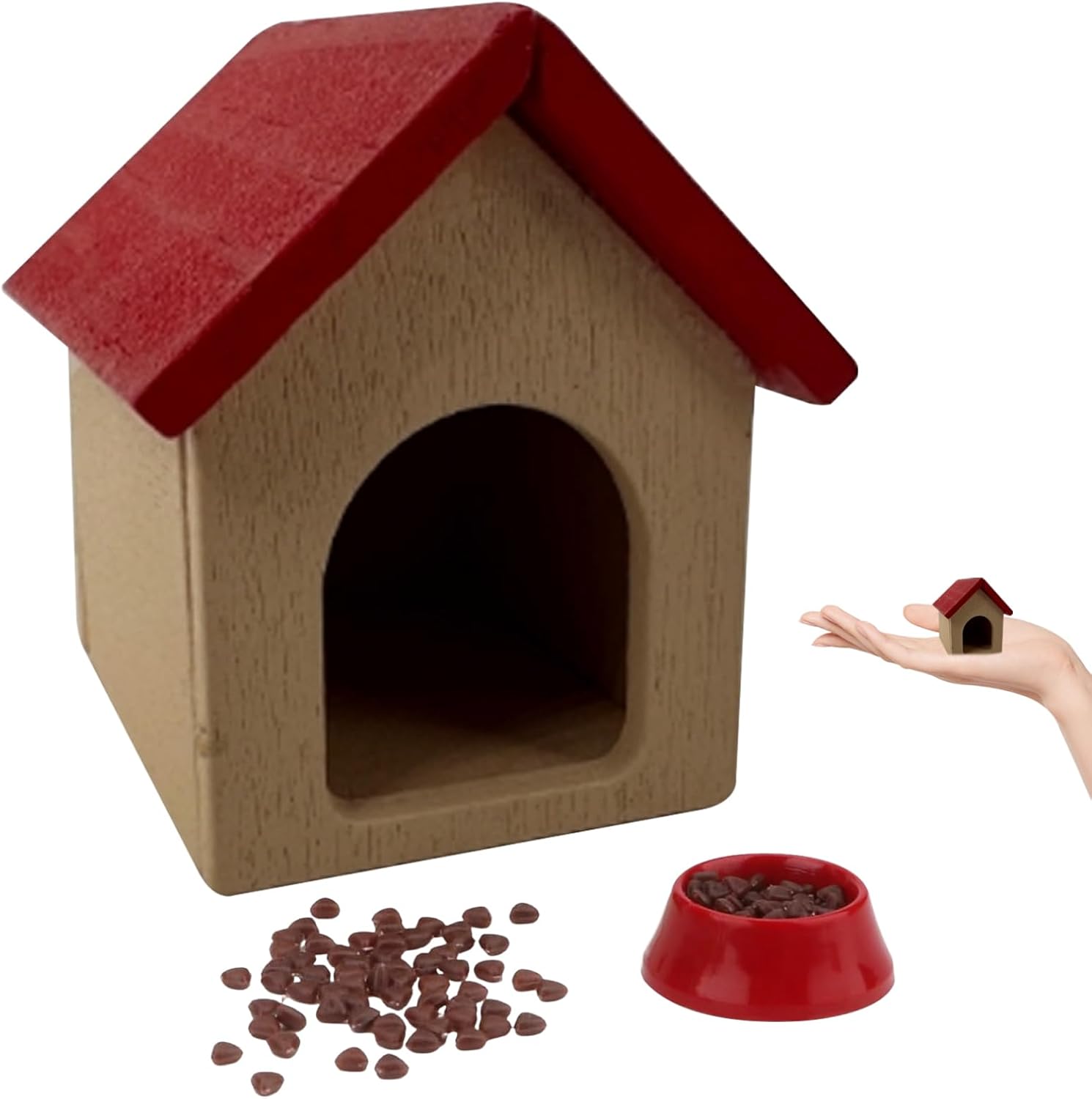🐶 Miniature Dog House Set – 1:12 Scale Dollhouse Pet Furniture