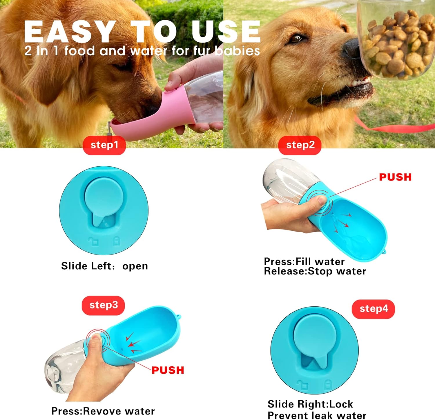 🐾 AVELORA Portable Dog Water Bottle with Food Container